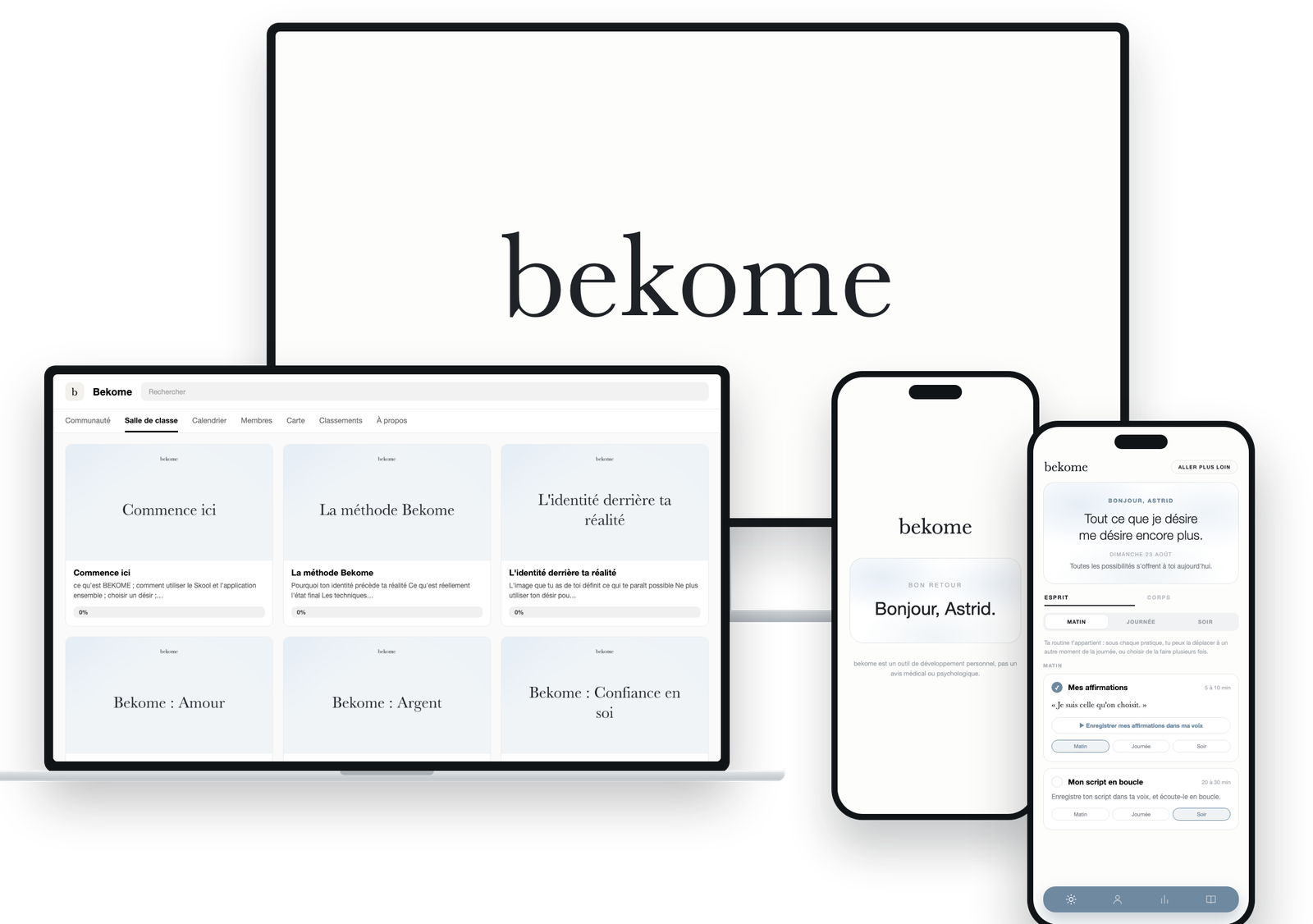 Le programme sur Skool et l'application bekome